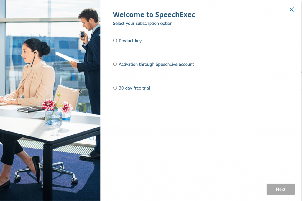 SpeechExec Pro Activation Screen